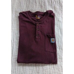 Carhartt Henley Shirt Men 2xl Tall Workwear Cowboy Ranch Outdoors Burgundy Color